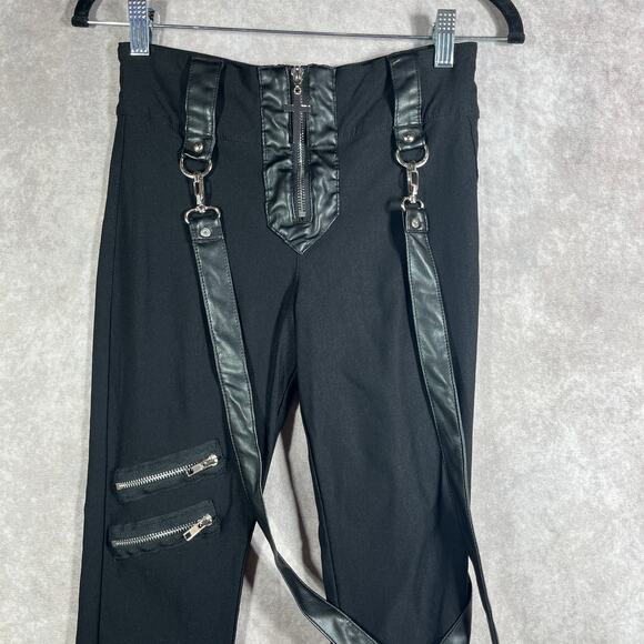 Killstar Pants Womens Small Black Shadow Stripe Trousers Goth Punk Mid Rise - Picture 3 of 11